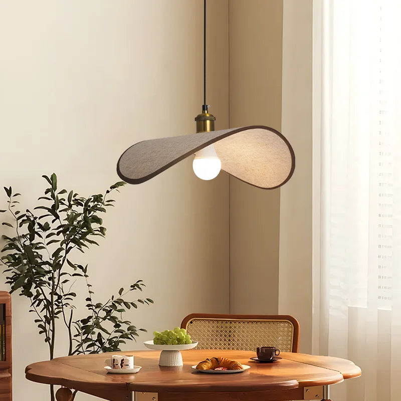 ZenAura Wabi-Sabi Straw Hat Pendant Lamp