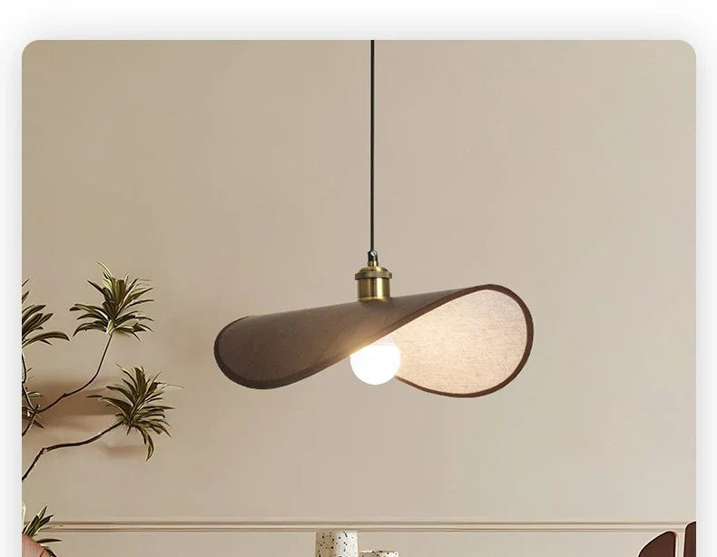 ZenAura Wabi-Sabi Straw Hat Pendant Lamp