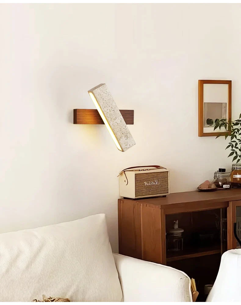 LumaSabi Japanese Wabi-Sabi Travertine Wall Lamp