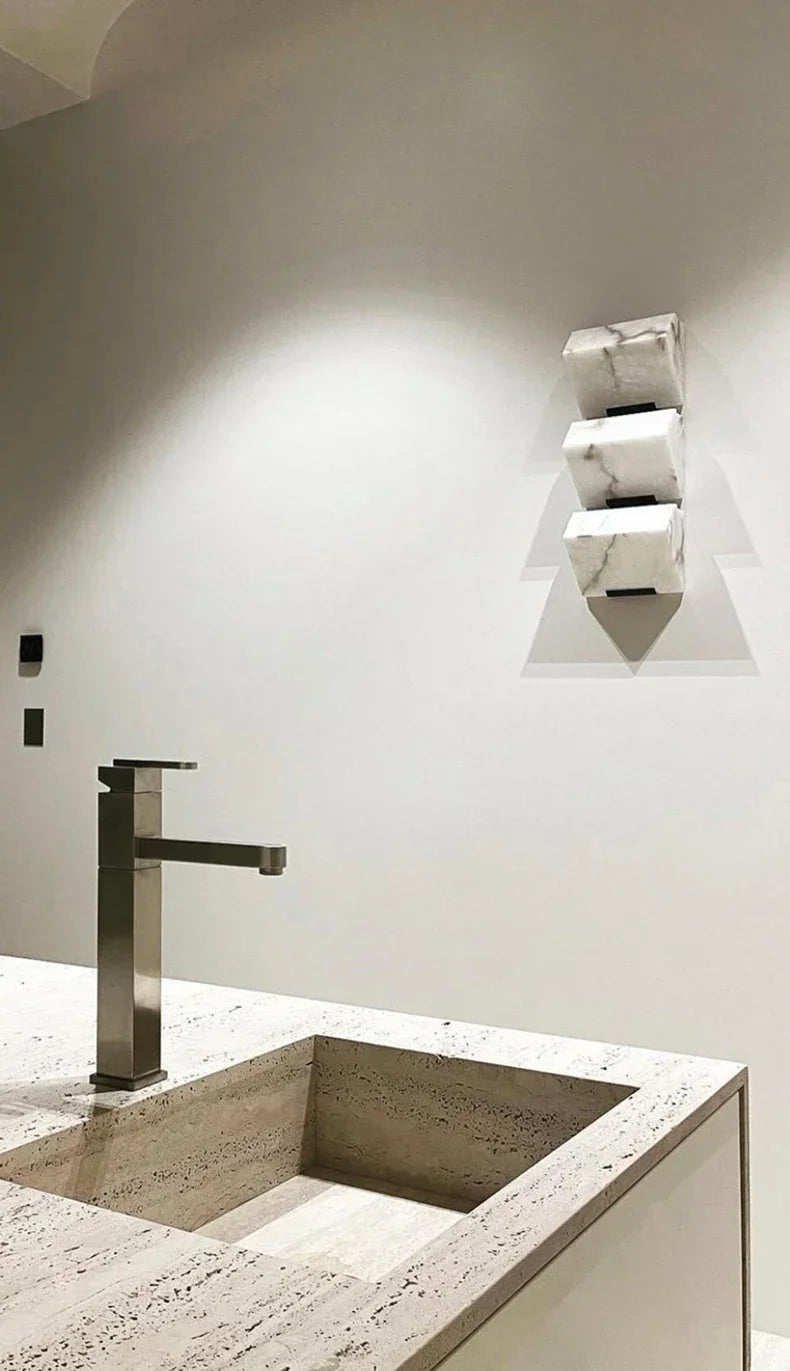 MarbleLuxe Nordic LED Wall Lamp – Natural Marble Mood Lighting