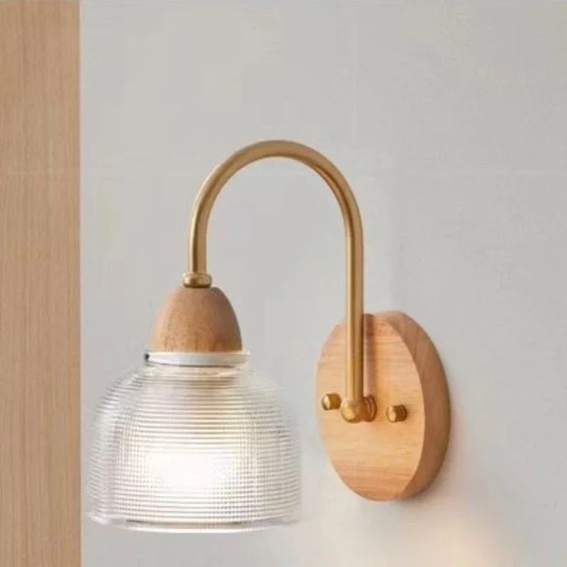 MizuGlow Japandi Wall Lamp – Wooden & Glass Wall Lighting