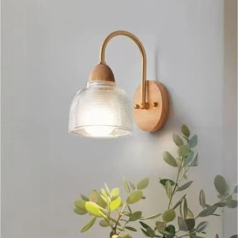 MizuGlow Japandi Wall Lamp – Wooden & Glass Wall Lighting