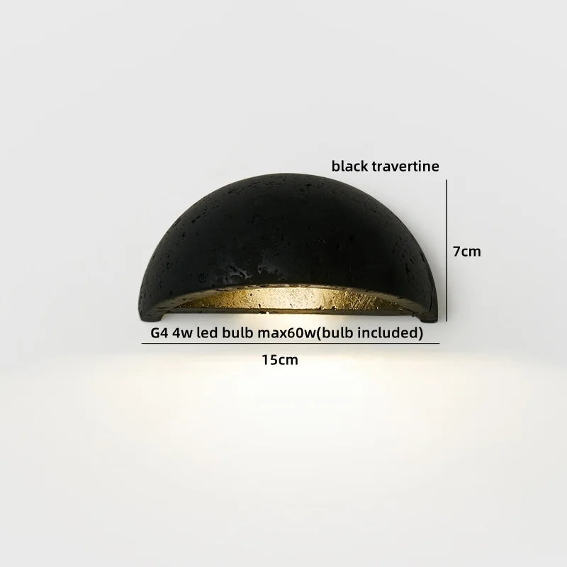 TerraLume Wabi-Sabi Travertine LED Wall Lamp