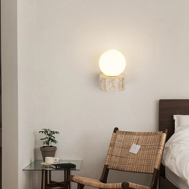 HikariStone Modern LED Glass Wall Lamp – Japanese Retro Warmth for Stylish Interiors