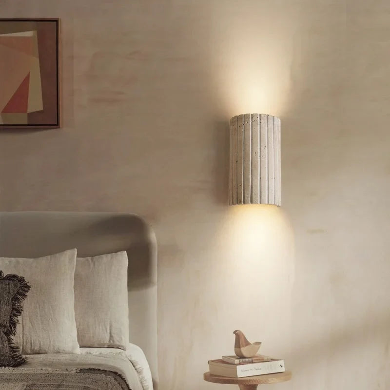 TerraLume Wabi-Sabi Travertine LED Wall Lamp