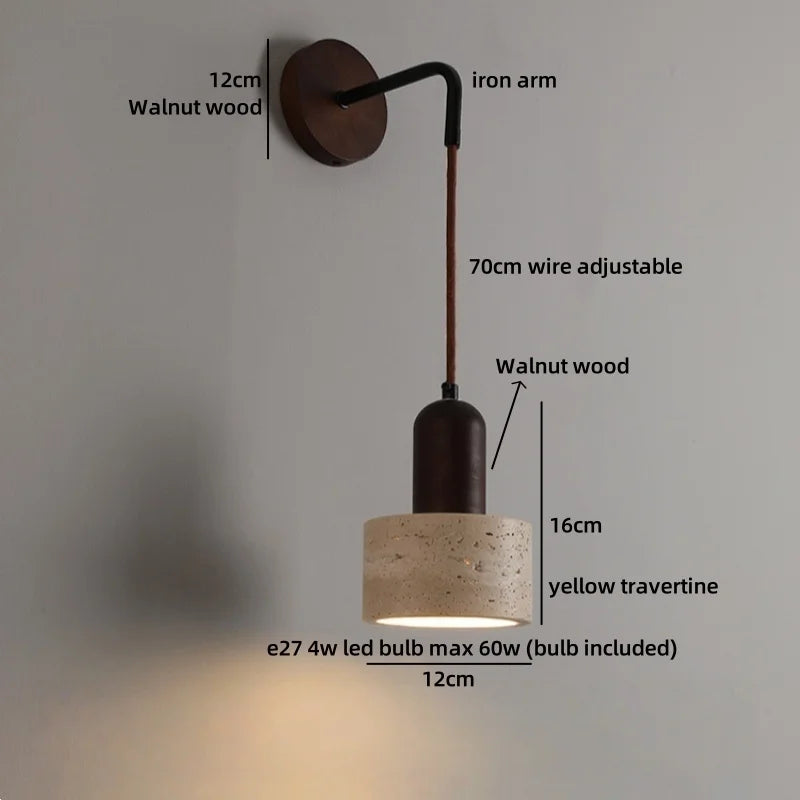 TerraLume Wabi-Sabi Travertine LED Wall Lamp
