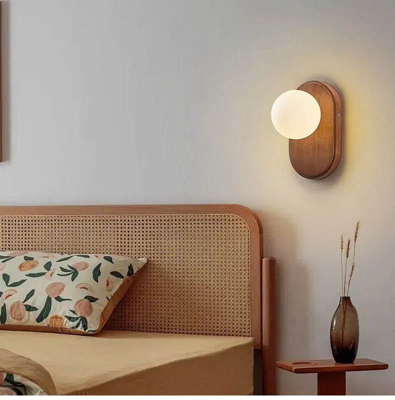 ZenLight Hikari Wall Lamp – Japanese Solid Wood Wall Light with Frosted Glass | Vintage Nordic Design