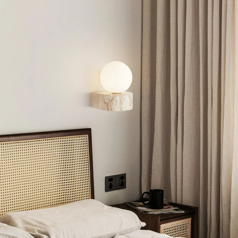 HikariStone Modern LED Glass Wall Lamp – Japanese Retro Warmth for Stylish Interiors