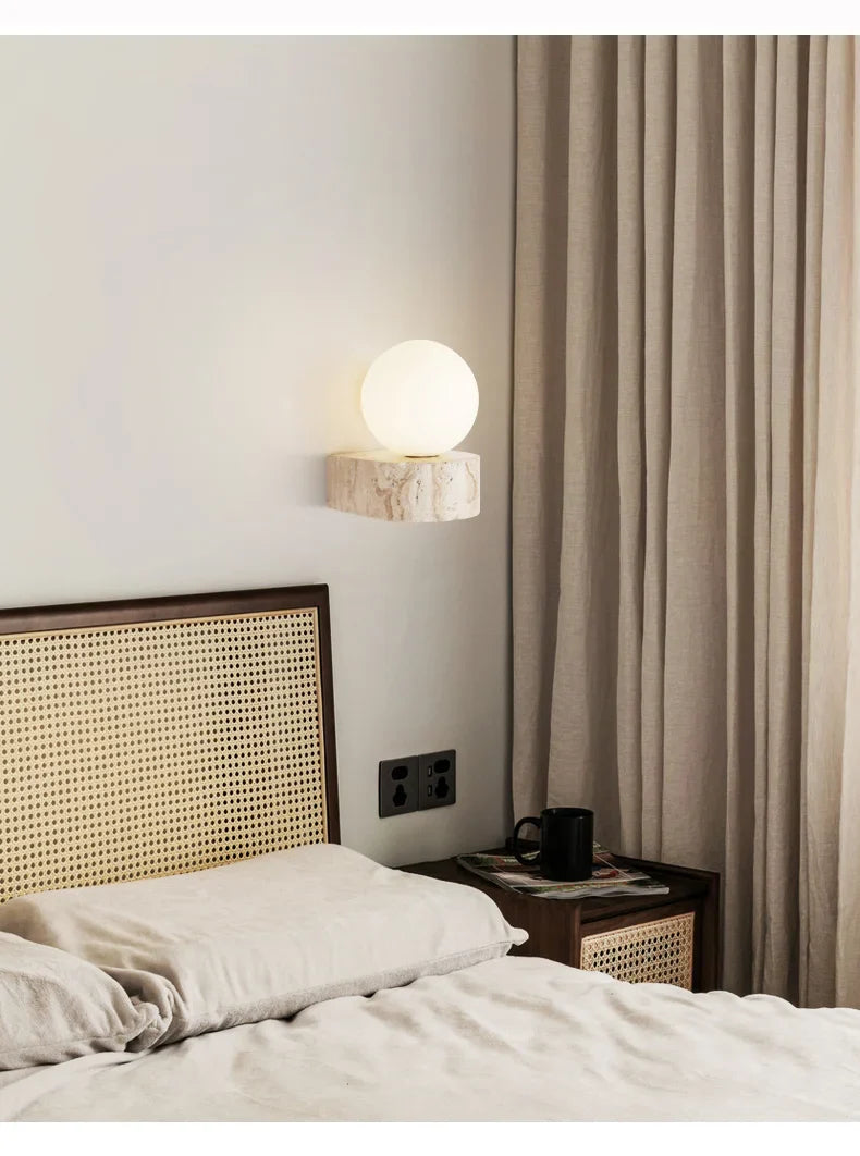 HikariStone Modern LED Glass Wall Lamp – Japanese Retro Warmth for Stylish Interiors