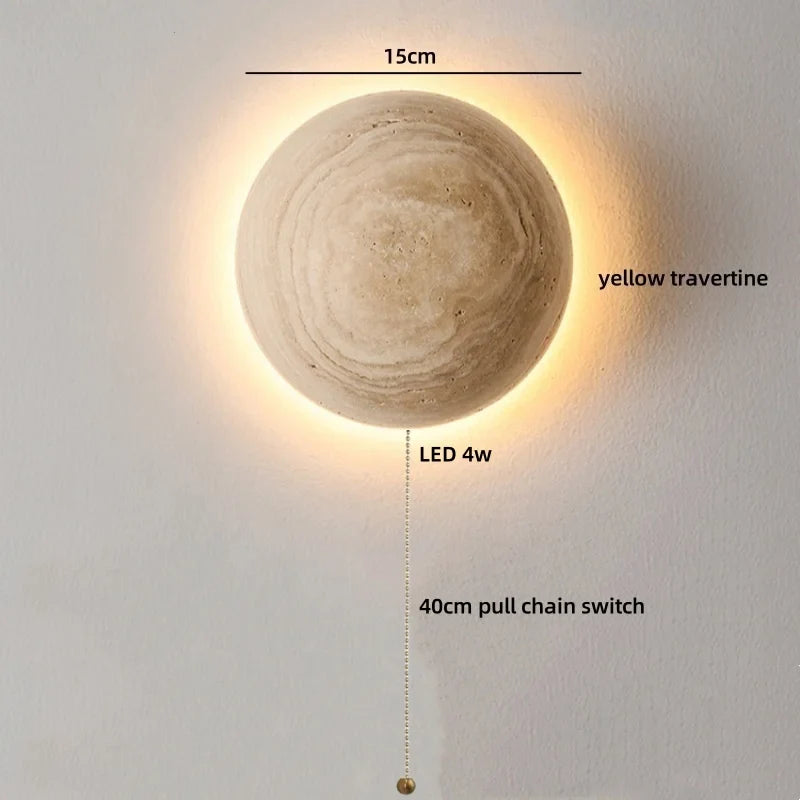 TerraLume Wabi-Sabi Travertine LED Wall Lamp