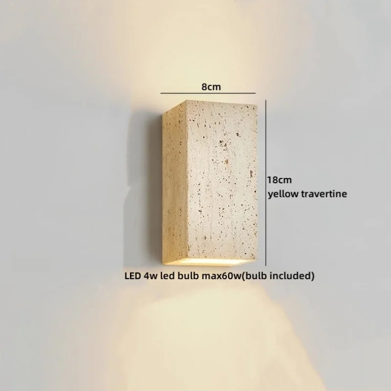 TerraLume Wabi-Sabi Travertine LED Wall Lamp