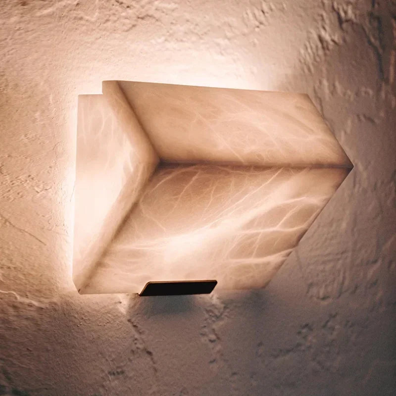 MarbleLuxe Nordic LED Wall Lamp – Natural Marble Mood Lighting