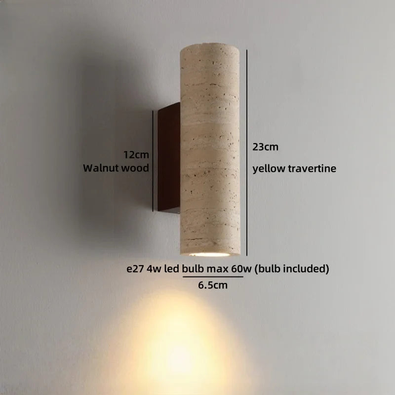 TerraLume Wabi-Sabi Travertine LED Wall Lamp