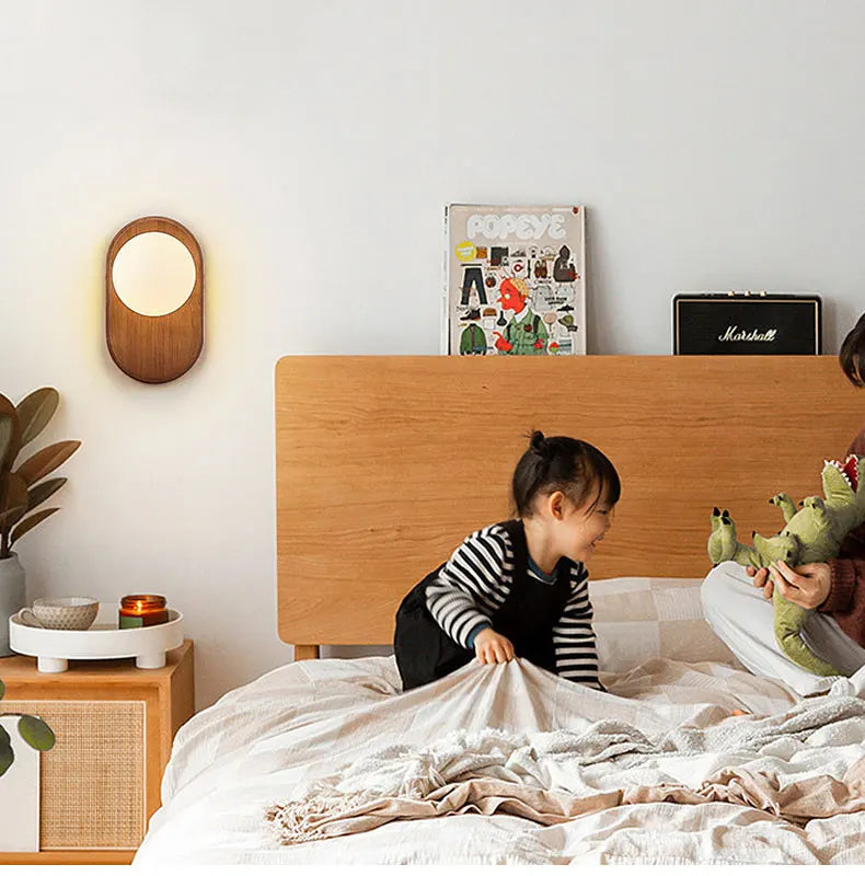 ZenLight Hikari Wall Lamp – Japanese Solid Wood Wall Light with Frosted Glass | Vintage Nordic Design