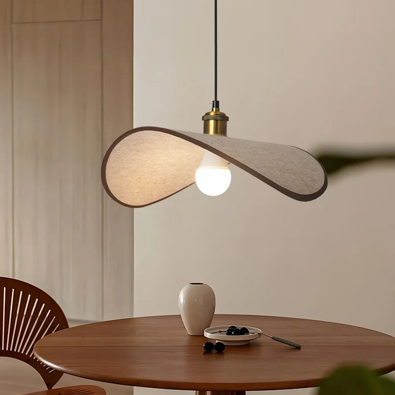 ZenAura Wabi-Sabi Straw Hat Pendant Lamp
