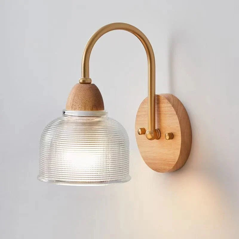 MizuGlow Japandi Wall Lamp – Wooden & Glass Wall Lighting