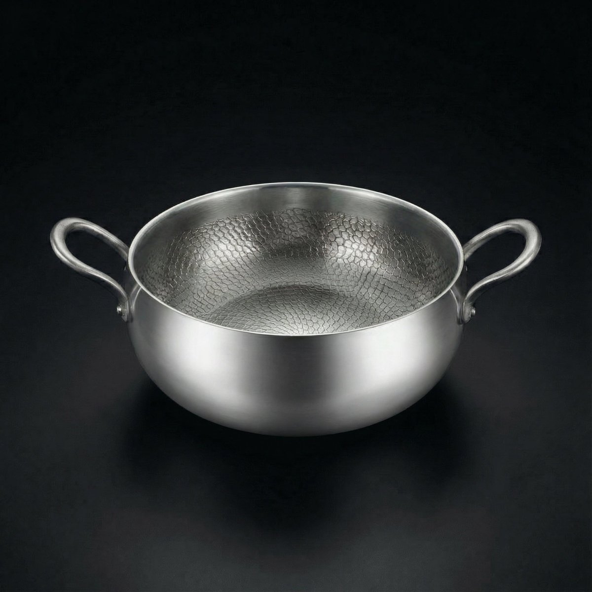 Hand-Hammered Deep Titanium Pot