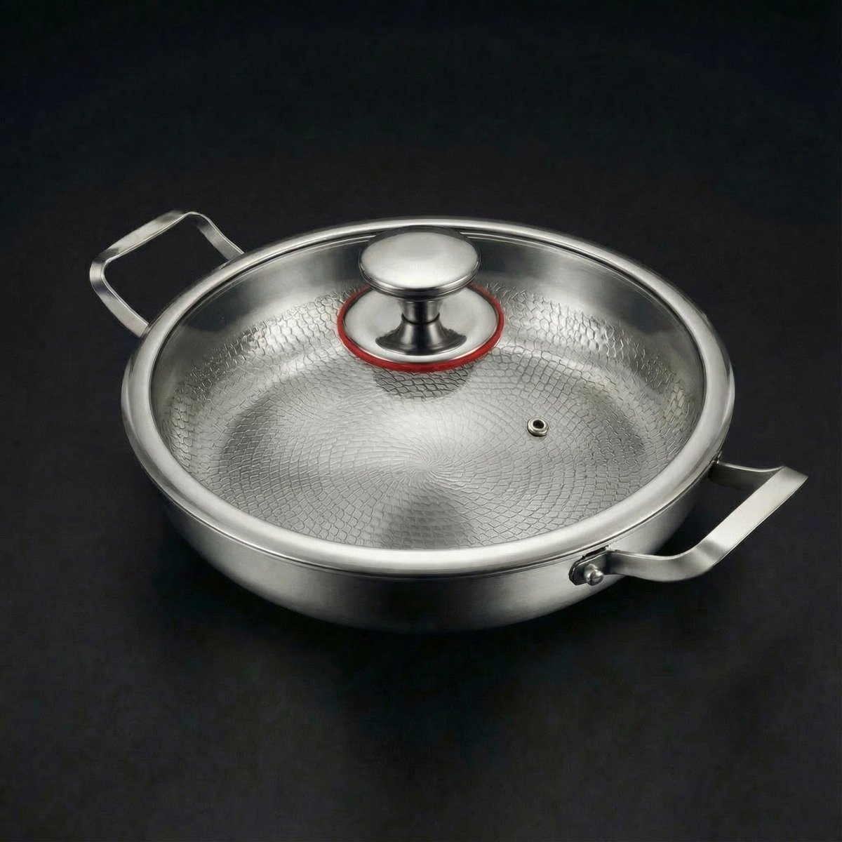 Hand-Hammered Titanium Pan with Two Handles