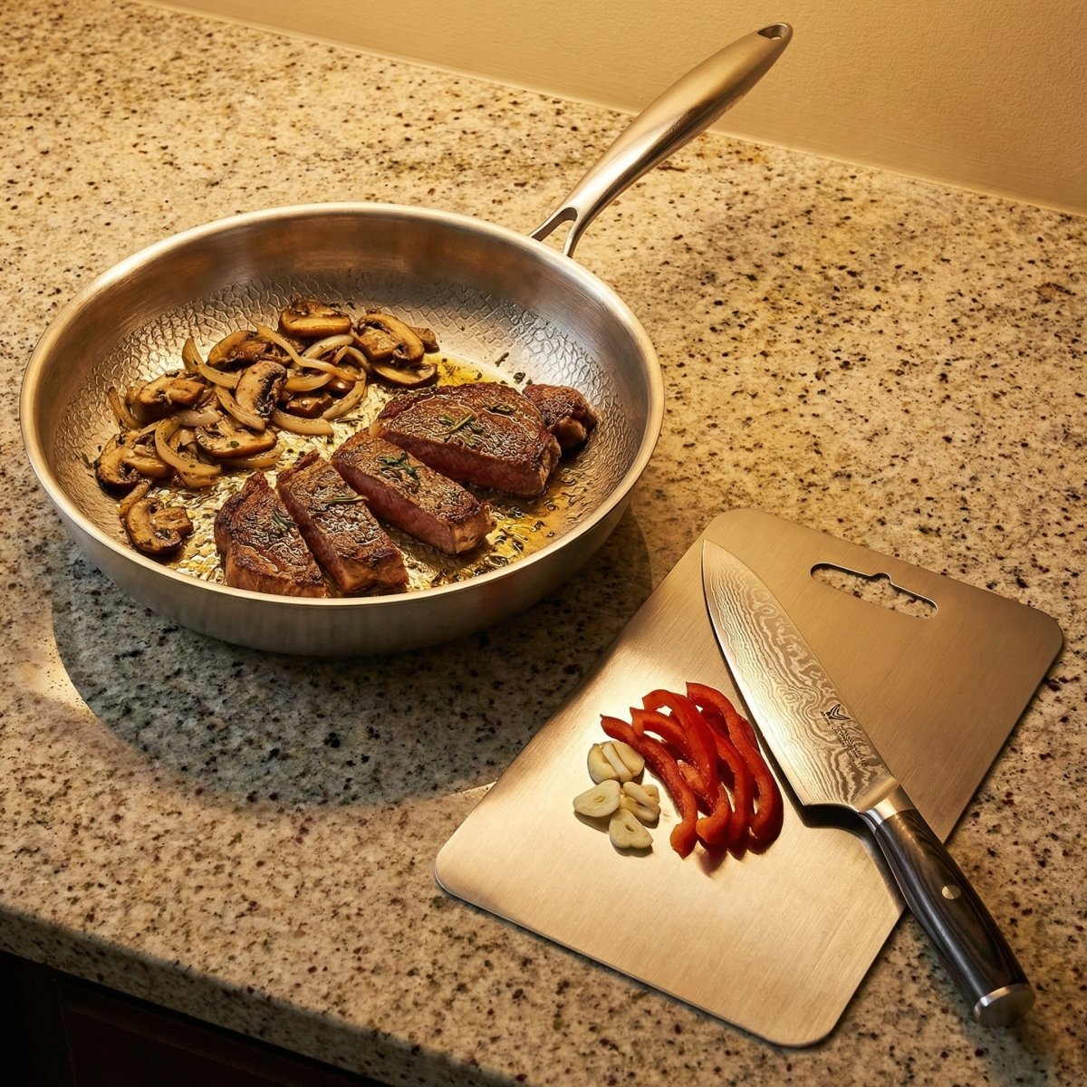 Hand-Hammered Titanium Cooking & Preparation Set
