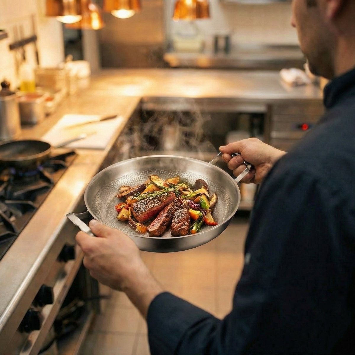 Hand-Hammered Titanium Pan with Two Handles